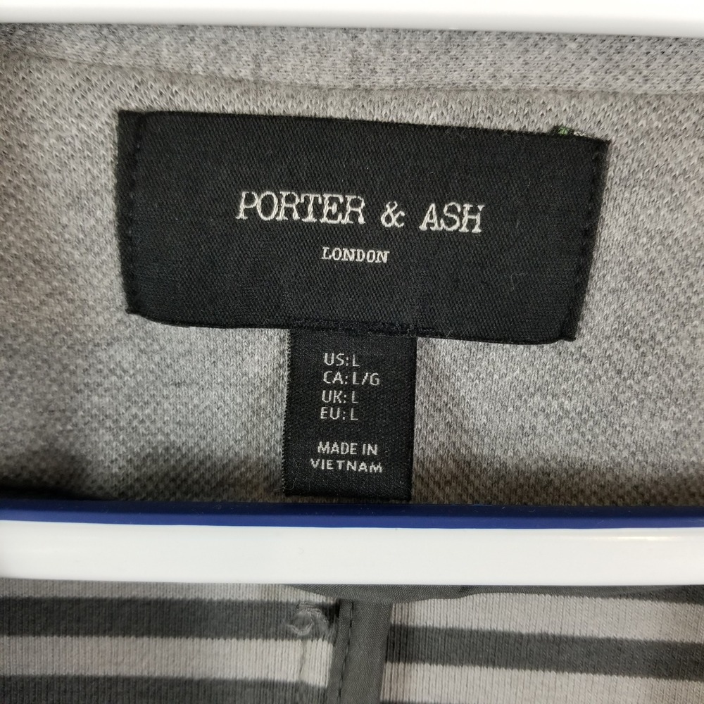 Porter & Ash London Mens Gray Knit Blazer Jacket Large Cotton Blend Unstructured - Picture 3 of 7